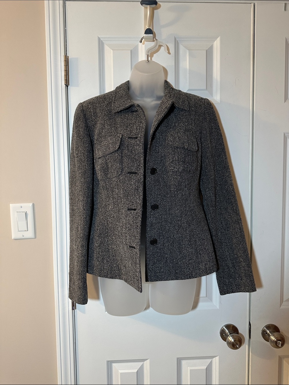 Preview Collection Gray Tweed Blazer Jacket Wool Blend